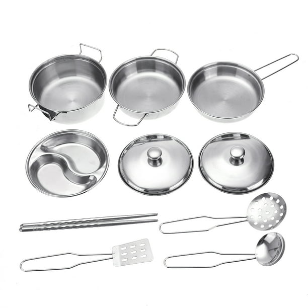 23 PCs Pretend Play Toys W/ Stainless Steel Cookware Pots &Pans Set For Toddlers